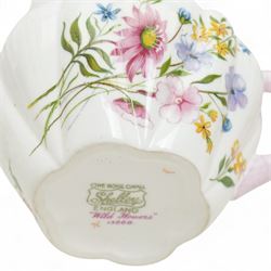 Shelley 'Wild Flowers' pattern part tea service, comprising four coffee cups, five coffee cup saucers, nine teacups, eight teacup saucers, coffee pot, three milk and cream jugs, two bowls, five cake plates etc
