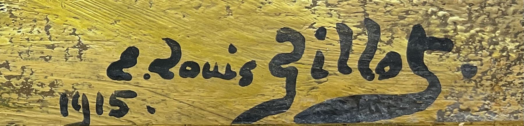 Eugène Louis Gillot (French 1867-1925): WWl French Troop Camp 'Joffreville', oil on board signed and dated 1915, 34cm x 53cm