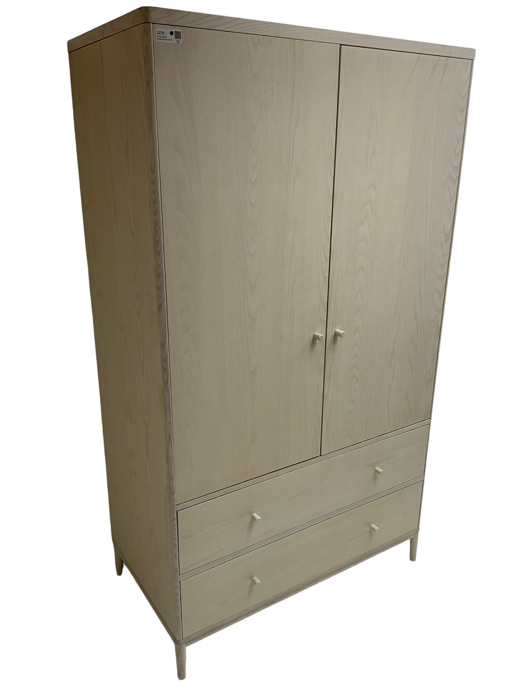 Ercol - 'Salina' wardrobe enclosed by two doors, fitted with two long drawers