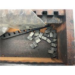 Two Post Office hand stamps 'Heversham Milnthorpe Cumbria' and 'Cimla Neath', together with two hand stamp bodies and various date numbers, housed in a fitted box