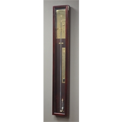  Contemporary mercury barometer in mahogany case enclosed by glazed door, with thermometer, H96cm  