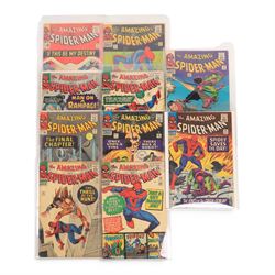 Ten Marvel Silver Age 'The Amazing Spider-Man' comic books, spanning years 1965-1966, comp...