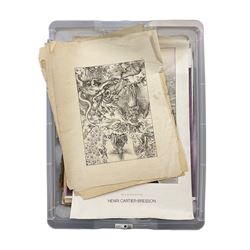 Set of five Albrecht Durer prints together with a box of etchings, oils, watercolours and ...