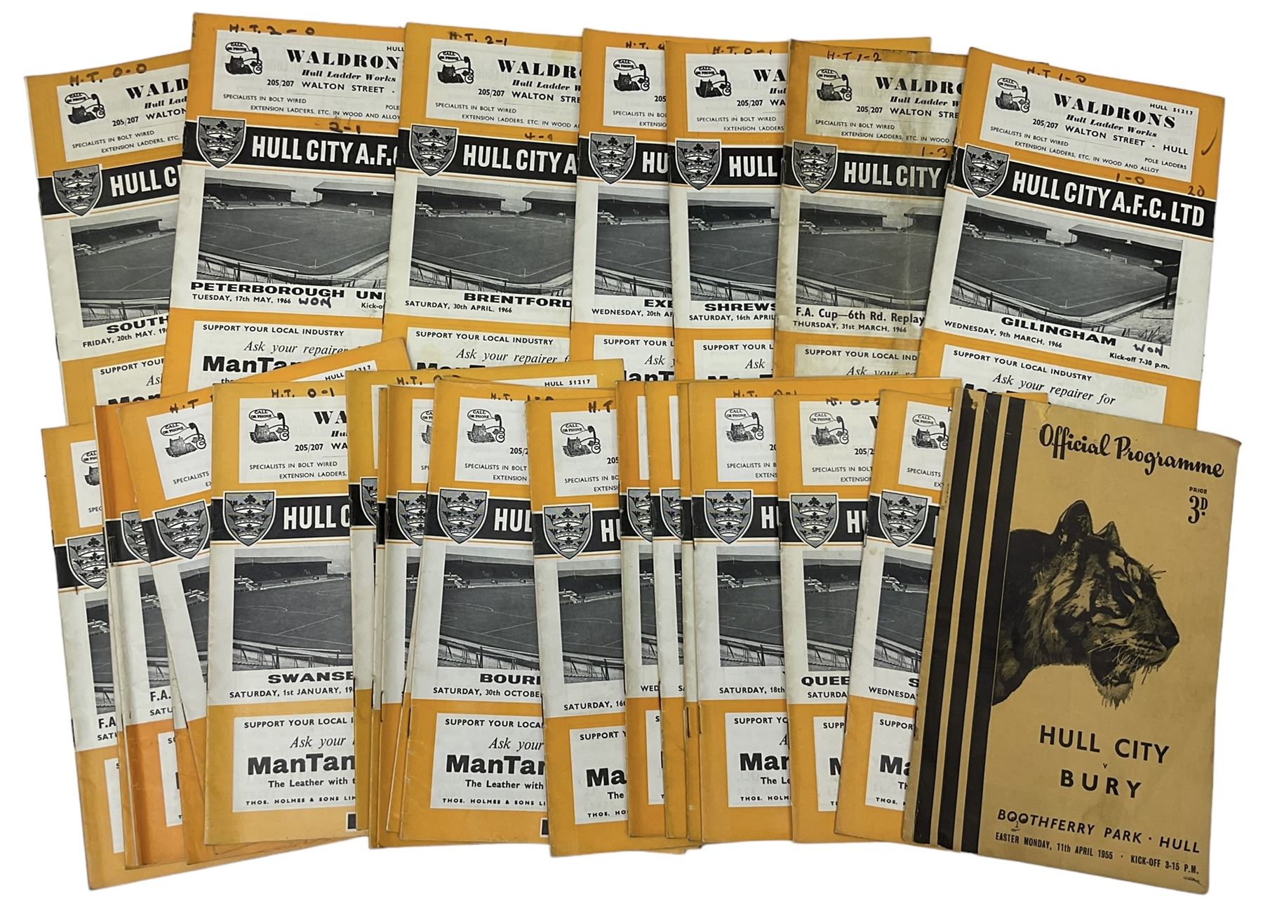 Collection of 1950s and later football programmes, including a quantity of 1950s and 1960s Hull City football programmes, five Under 23s/Schools International programmes and 1960s and later Football League Review Journals