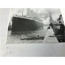 Titanic cover with Canadian cancellation signed David Haisman and cover with Queenstown cancellation signed by stamp designer, book signed David Haisman, two Titanic covers and book signed David Haisman, Titanic Facsimile postcard signed David Haisman and cover with Alderney cancellation signed by stamp designer, Biography of Edith Brown signed David Haisman (9)