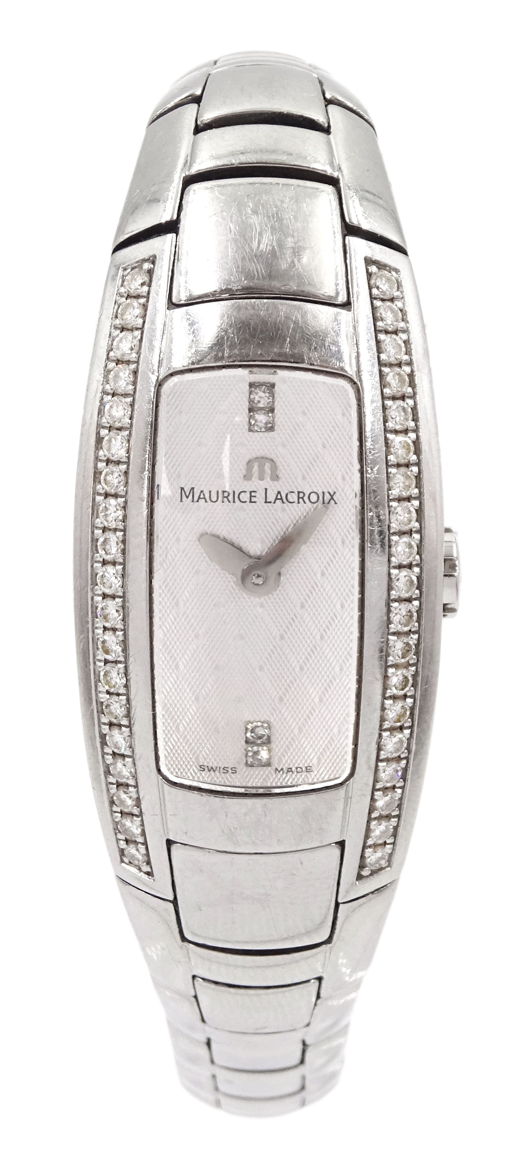 Maurice Lacroix ladies stainless steel diamond set wristwatch, Ref. IN 3012, with additional links