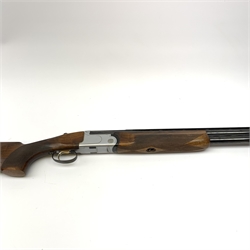Italian 12-bore box lock ejector over-and-under double barrel shotgun, the walnut stock with chequered pistol grip and 76cm barrels, No.24299, L121cm overall SHOTGUN CERTIFICATE REQUIRED; together with two wall mounting gun security clamps with keys (3)