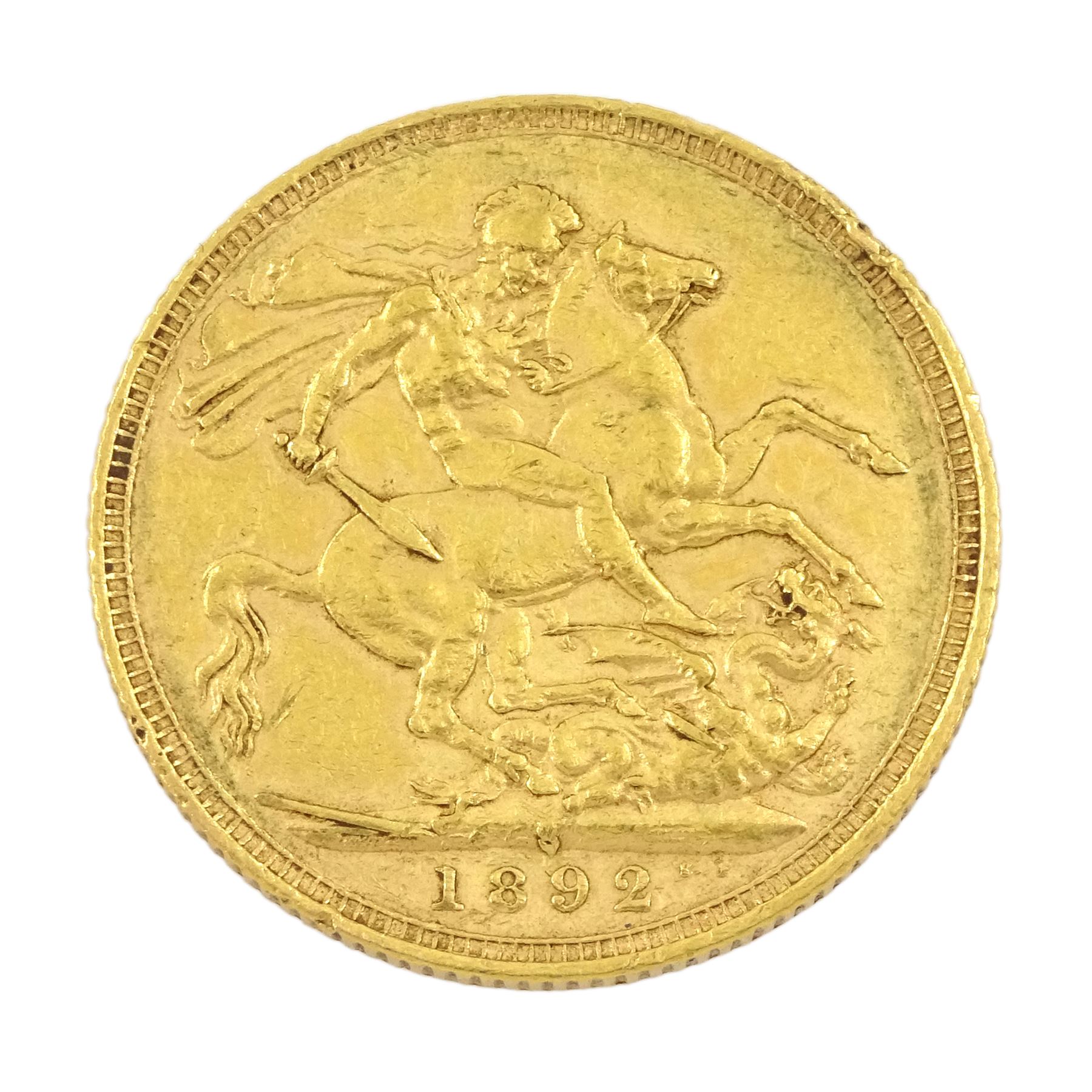 Queen Victoria 1892 gold full sovereign coin, Sydney mint