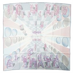 Louis Vuitton silk carré scarf, the multicolour design featuring stylised chess pieces and...