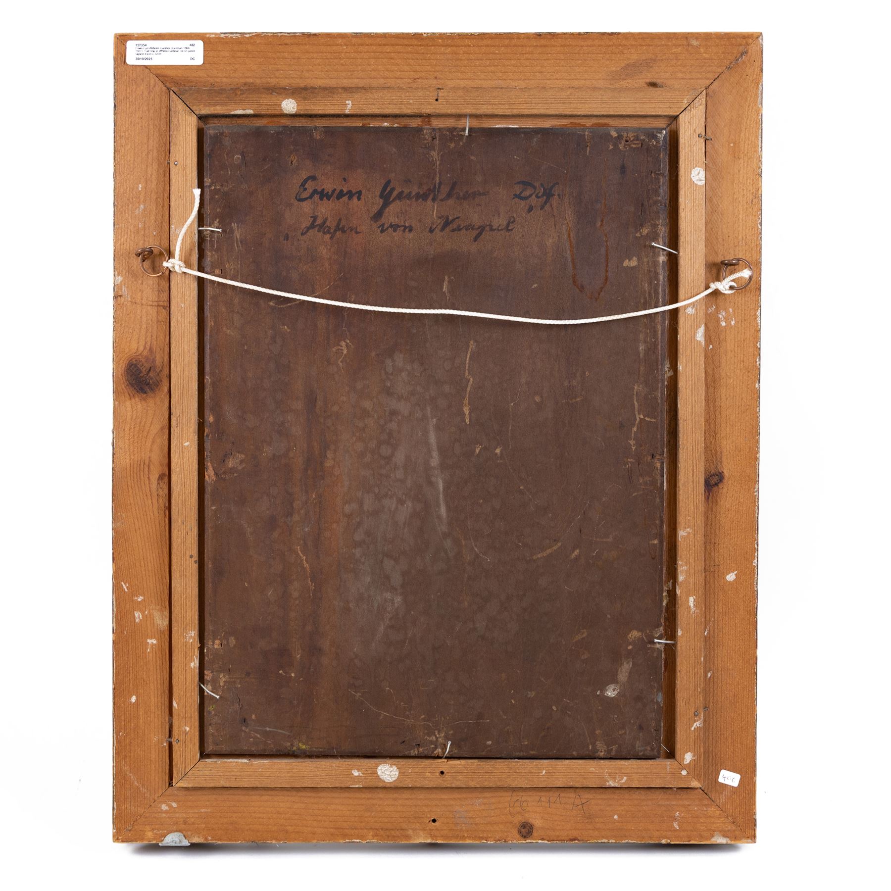 Erwin Carl Wilhelm Günther (German 1864-1927): Tall Ship in Whitby Harbour, oil on panel signed 43cm x 32cm