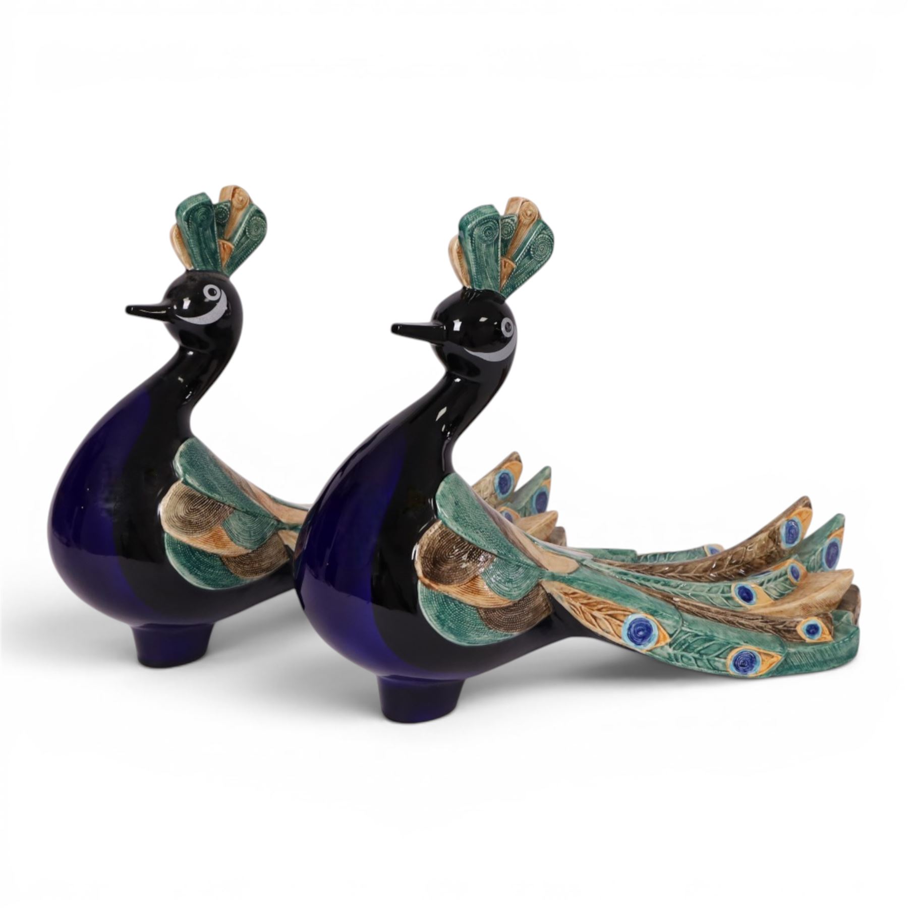 Pair of Goebel Peacock, numbered on base 3894028, signed Selim, H28cm