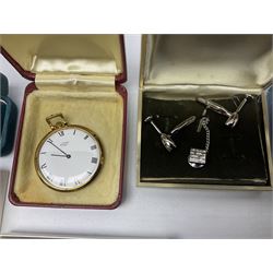 Hallmarked silver page marker, costume jewellery, Rotary wristwatch and pocket watch etc