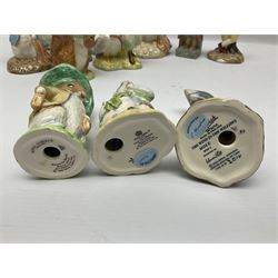 Sixteen Royal Albert Beatrix Potter figures, including Poorly Peter Rabbit, Jemima Puddle Duck and Squirrel Nutkin etc, all boxed together with a Beswick Beatrix Potter Jeremy Fisher miniature jug and four Beswick Wind in the Willows figures 