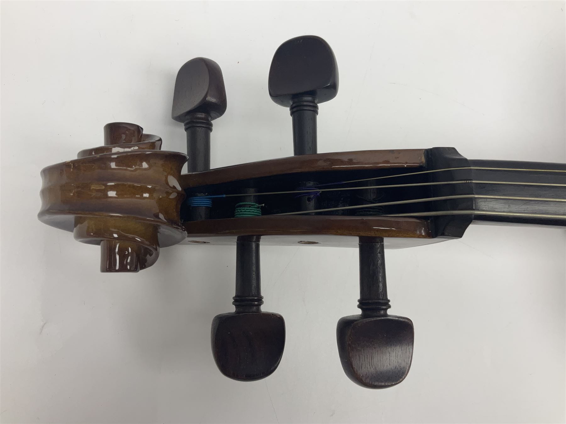 Stentor Student I quarter-size cello with 59.5cm two-piece maple back and ribs and spruce top; bears maker's label with serial no.M076096 L95.5cm overall; in Stentor soft carrying case with bow