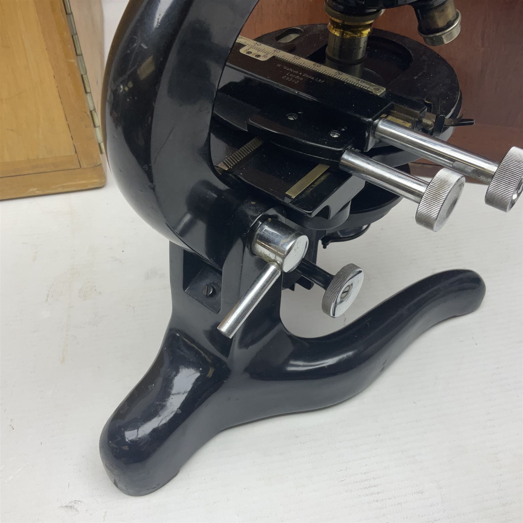 20th century W. Watson & Sons Bactil-60 binocular microscope no 143202, in original box, together with W. Watson & Sons microscope no 82904 in original box 