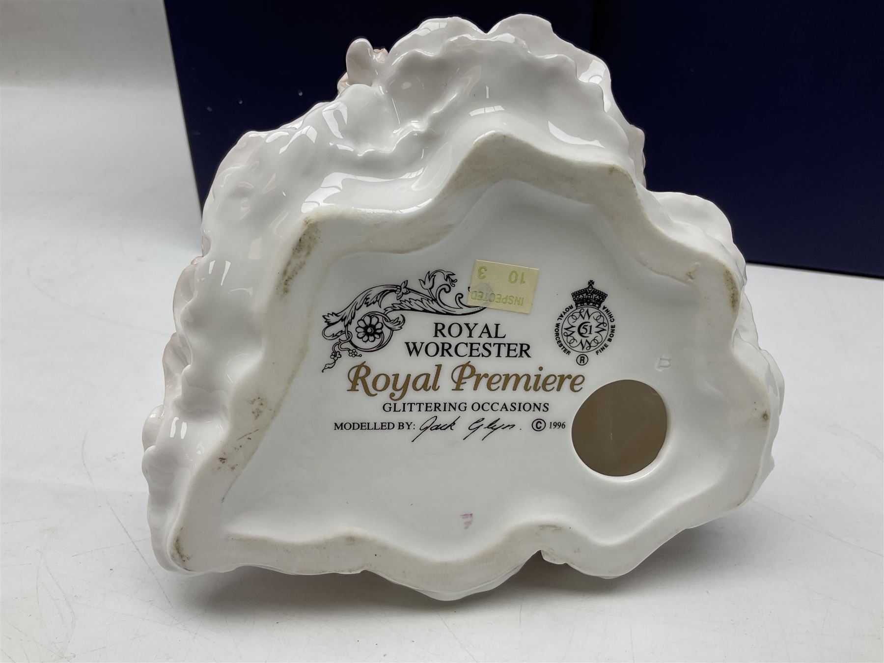 Two Royal Worcester figures, comprising A Gift of Love from the Age of Romance Series, limited edition 325/500, with certificate and original box and Royal Premier from the Glittering Occasions series, with original box 