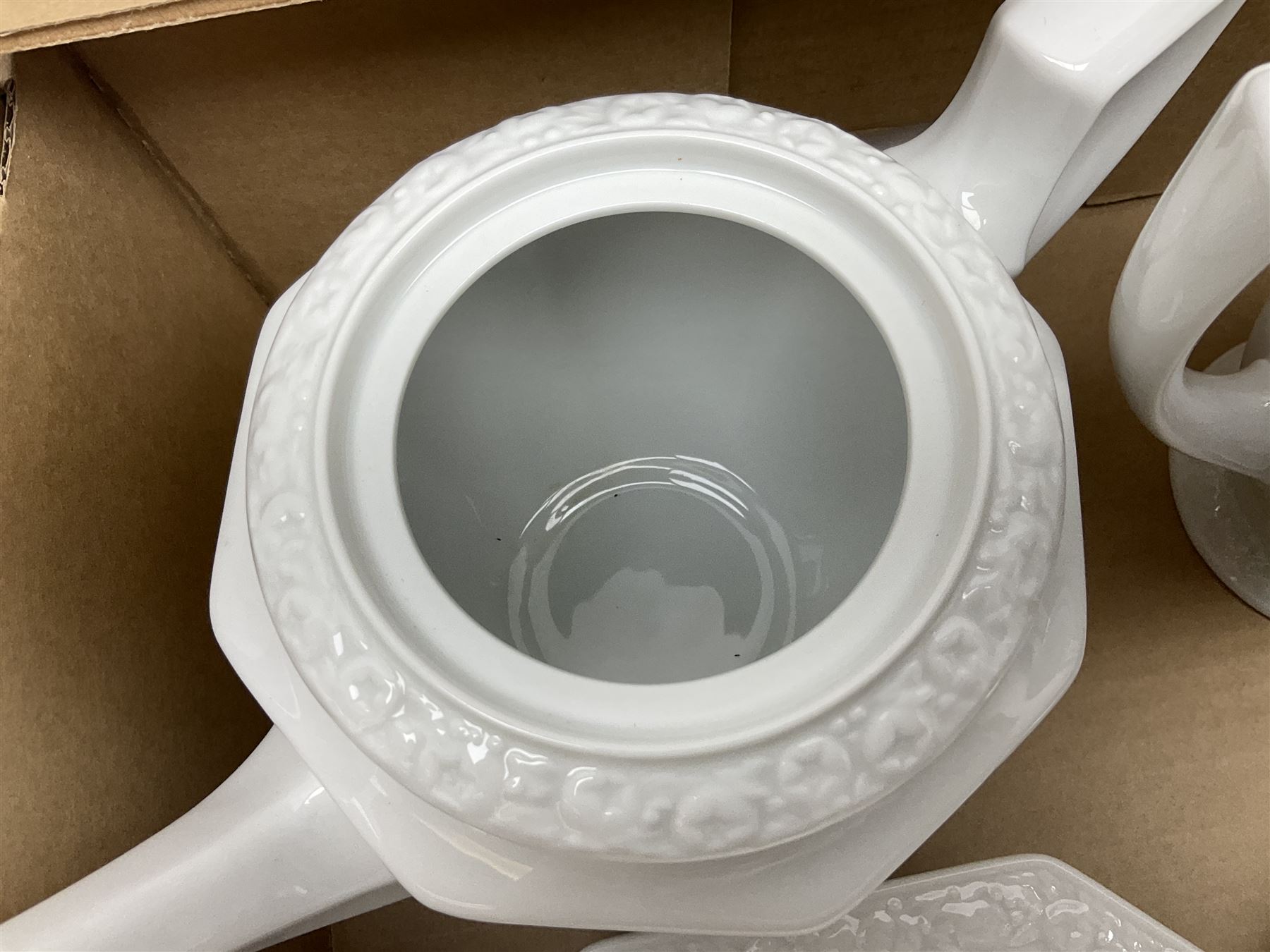 Rosenthal Classical Rose tea and dinner service for eight, including teapot, coffee pot, milk jug, covered sucrier, cups and saucers, dinner plates, serving dishes etc 