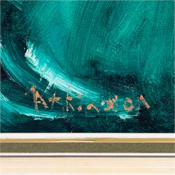 Sue Atkinson (British 1949-): Portrait of a Girl and Dog, oil on board signed 50cm x 39cm 