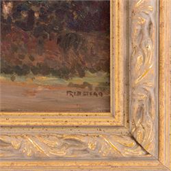 Frederick (Fred) Stead (British 1863-1940): Sunset over Godalming - Surrey, oil on canvas signed 34cm x 39cm