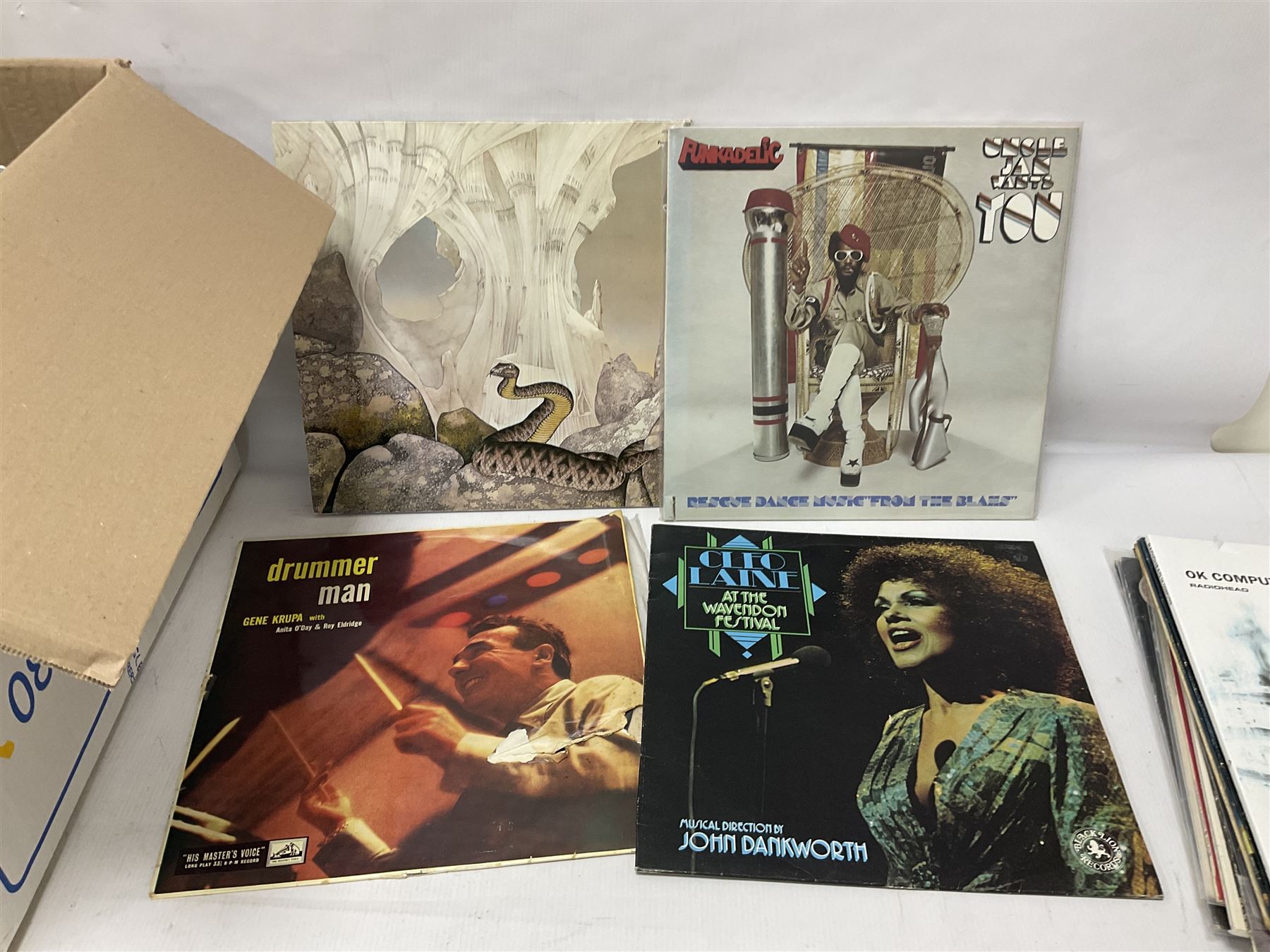 Collection of vinyl LP records, Pop, Blues, Rock, Soul, Funkadelic Uncle Jam Wants You, Lil Louis & The World I Called U, New Order Blue Monday, The John Lennon Collection and Radiohead OK Computer, etc