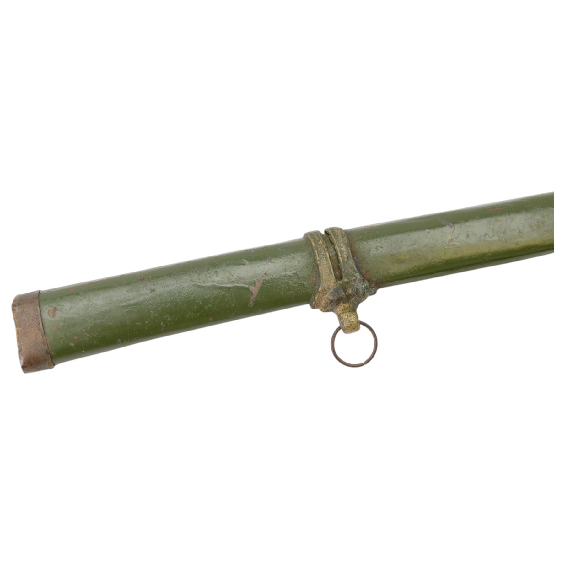 Japanese Shin Gunto Sword, with 70cm steel single edged blade, in green metal scabbard, overall L92cm