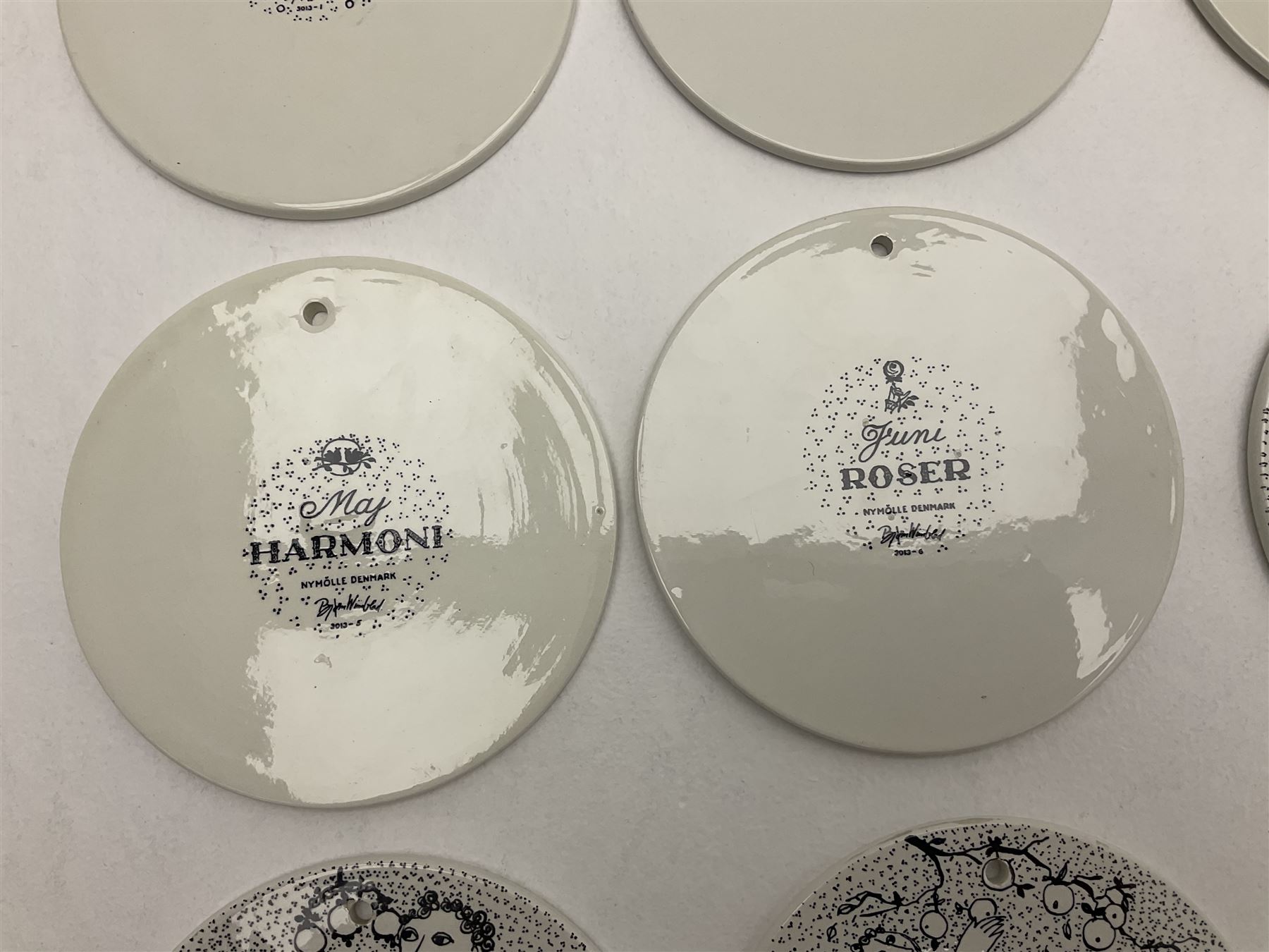 Bjorn Wiinblad for Nymolle Denmark set of twelve calendar wall plaques, D15cm