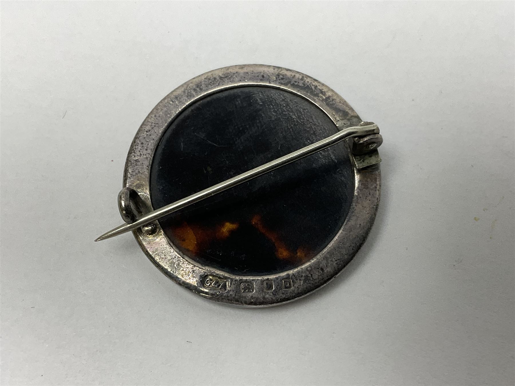 Five silver sweetheart brooches - Royal Artillery with marcasite, Naval with marcasite, George VI Royal Engineers with tortoiseshell, Royal Marines Gibraltar with enamel and South African General Service with blue enamel (5)