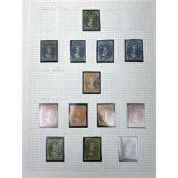 Van Diemen's Land (Tasmania) Queen Victoria and later stamps, including 1853-4 one penny and four penny stamps, 1855 two pence and four pence, 1856 one penny, 1857 various values, 1864-80 various perf issues etc, housed on pages