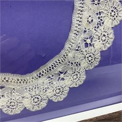 19th century including lace collars and cuffs in three frames, together with a later example 