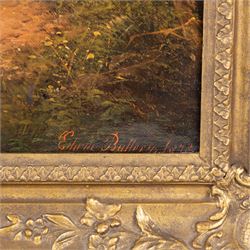 Edwin Buttery (British 1839-1908): Distant Church Landscape, oil on canvas signed and dated 1878, 34cm x 52cm