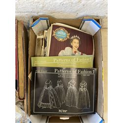 Assorted books, to include Janet Arnold Patterns of Fashion 1 and 2, a quantity of Royal Family related books and magazines, and a small number of children's books, etc., plus a quantity of cigarette cards, including examples by Wills, and Players.