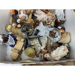 Collection of miniature dolls, furniture and tea wares 