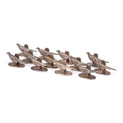 Set of twenty-four pheasant place holders, on oval base, H3cm
