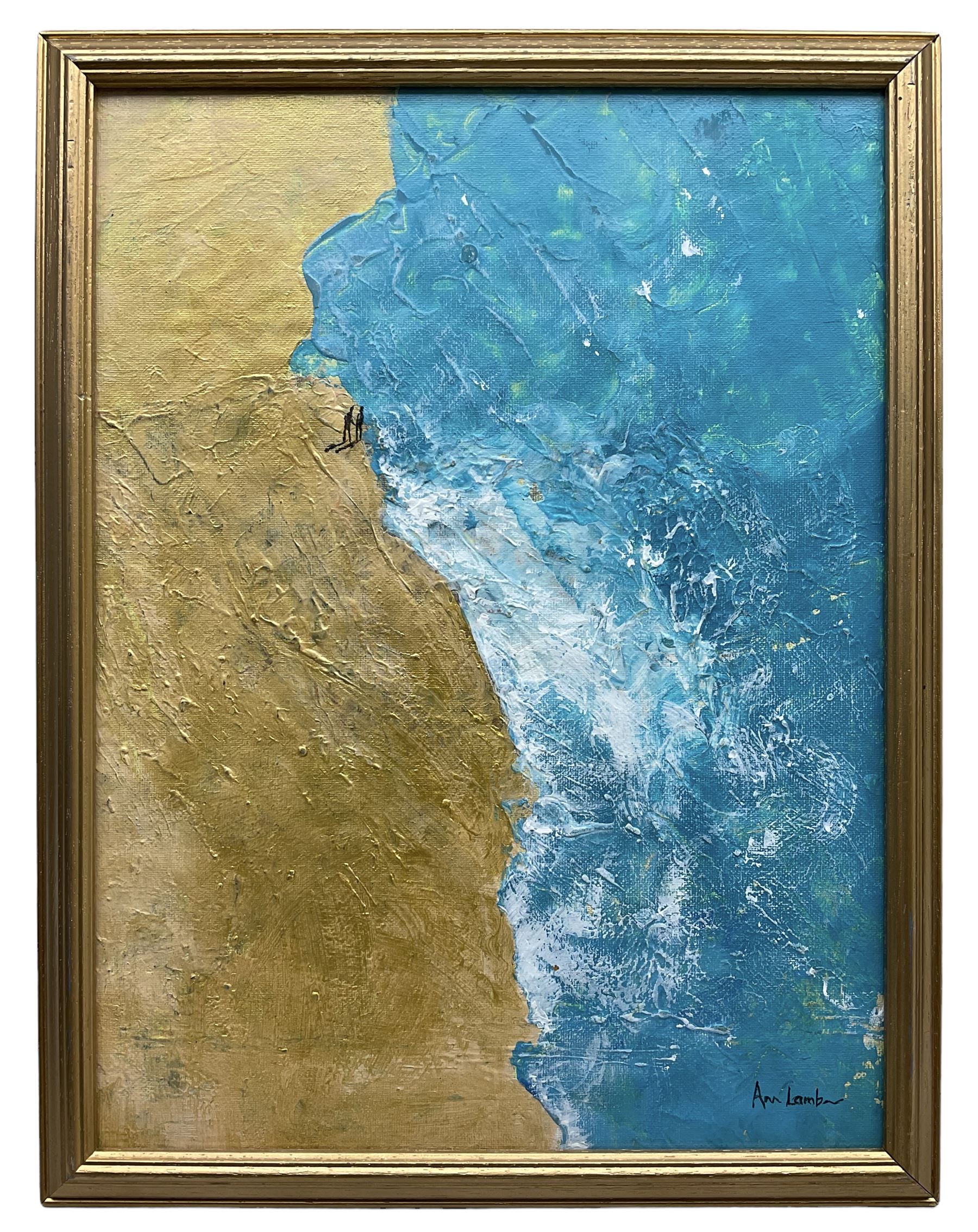 Ann Lamb (British 1955-): 'Shore Line', mixed media on board signed 39cm x 29cm