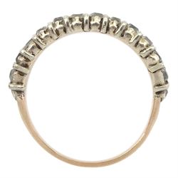 19th century gold and silver two row old cut diamond ring, the inner shank inscribed 'Catherine Tracy 1852'