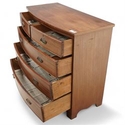 Early 19th century mahogany bow-front chest, two short over three long cock-beaded drawers, on bracket feet