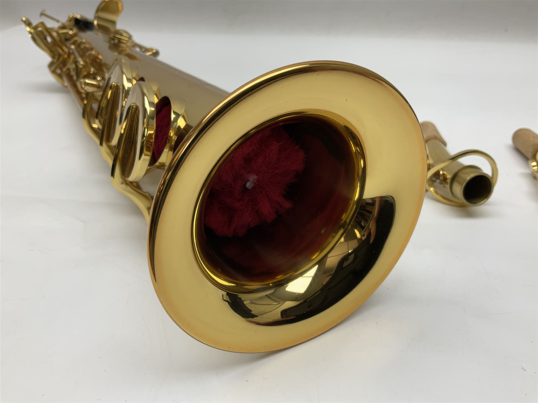 Trevor James The Horn Classic II brass straight soprano saxophone, serial no.T1255; in lightweight carrying case with accessories