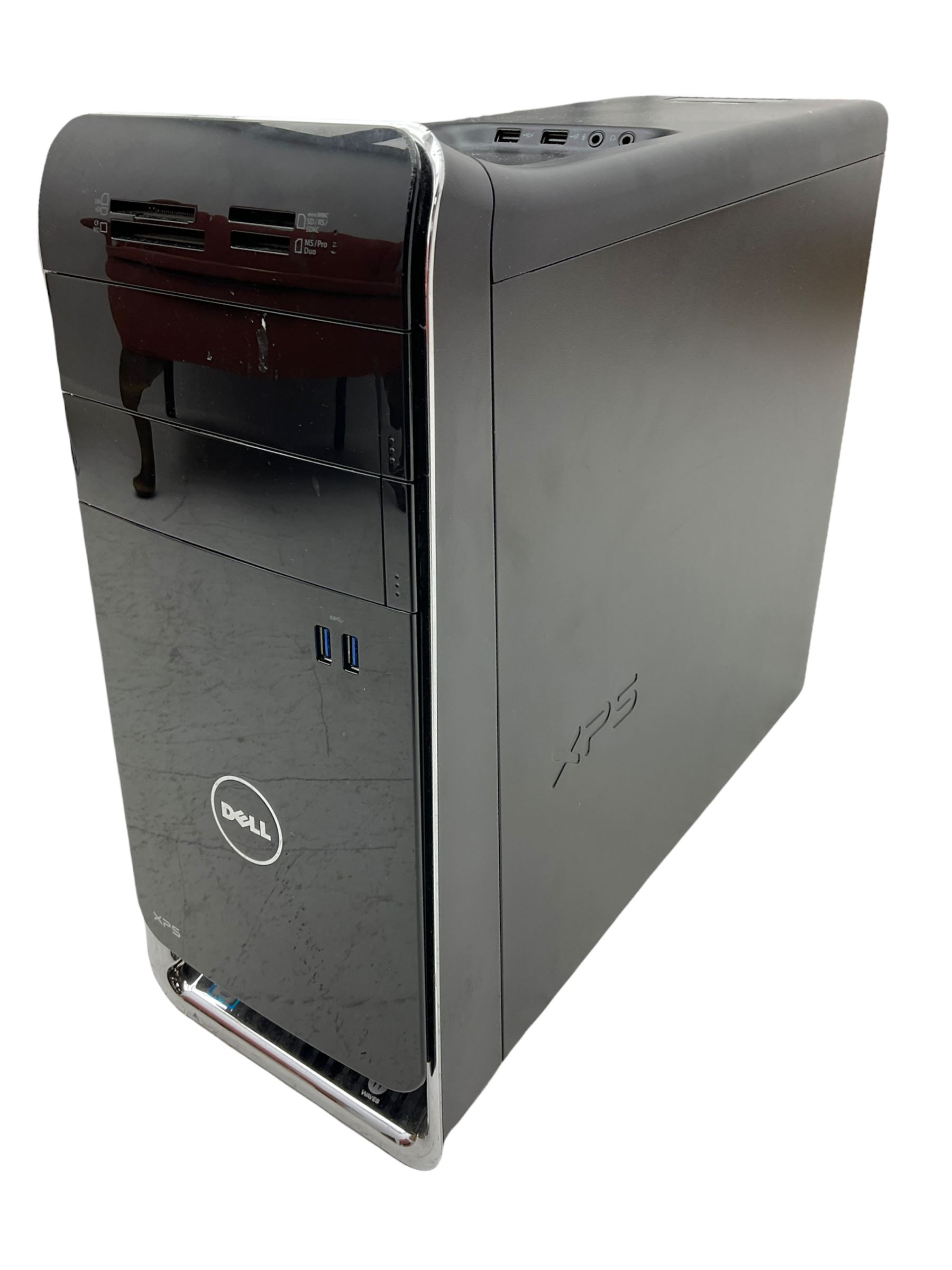 DELL i7 XPS 8900 series computer with monitor and various accessories including: LG BP250 Blu-ray player, SONY floppy disc drive etc. on stand