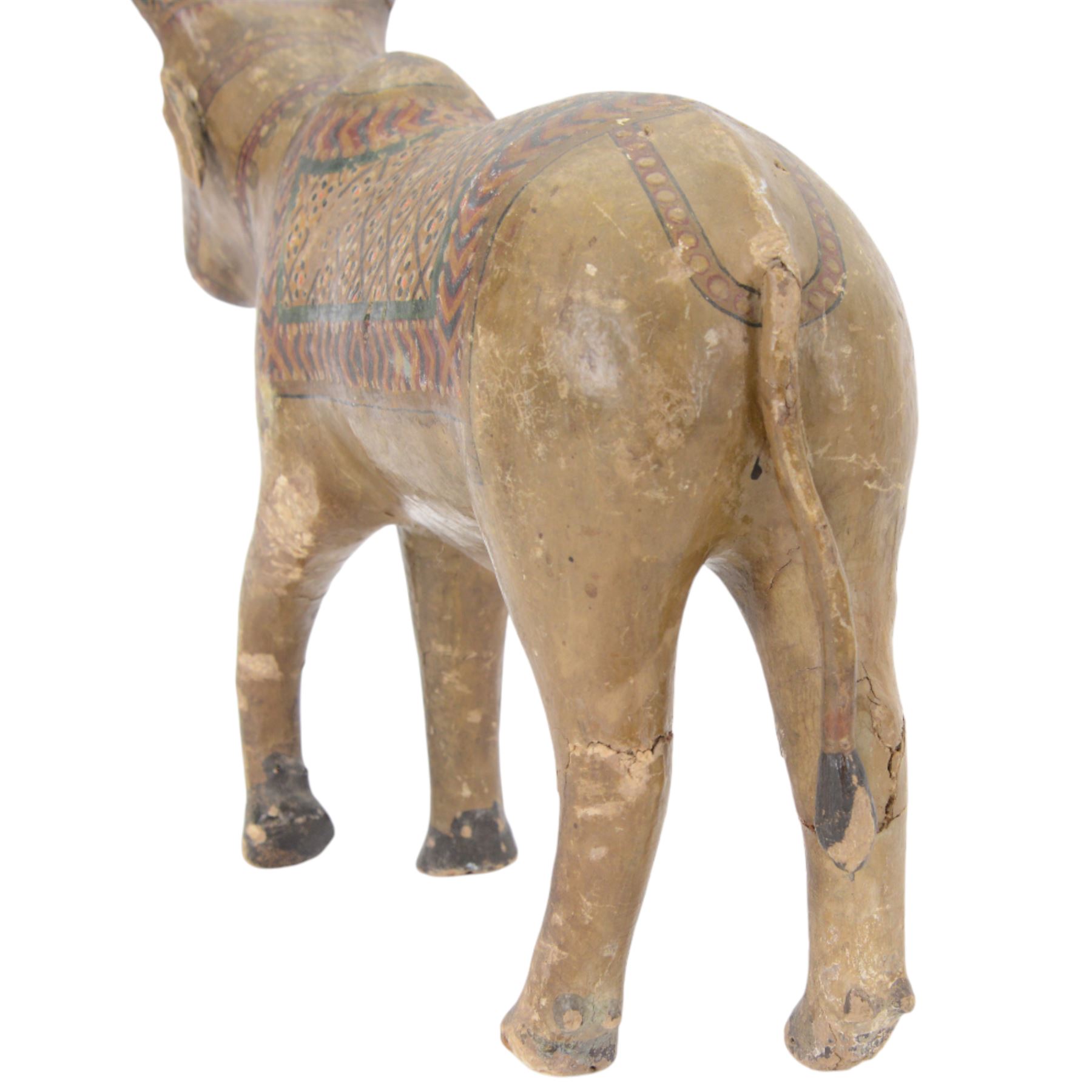 Pair of 19th century Indian hand painted Nandi bulls, H35cm