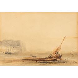 Henry Barlow Carter (British 1803-1867): 'Scarborough' and 'Bridlington', pair watercolours, signed and titled on original John Linn & Sons labels verso 11cm x 16cm in the original gilt frames