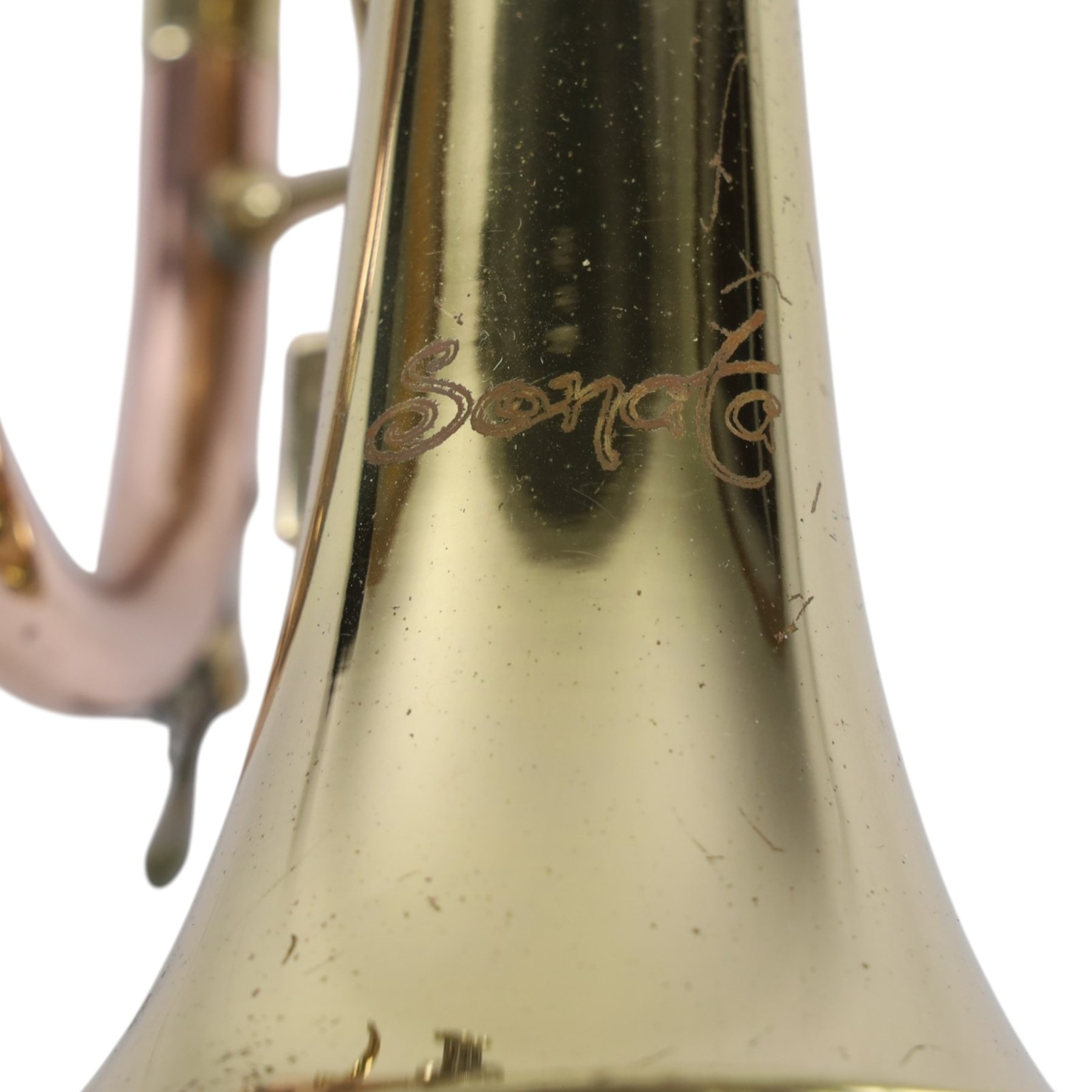 Sonata brass trumpet, with Denis Wick mouthpiece in a soft fitted carry case