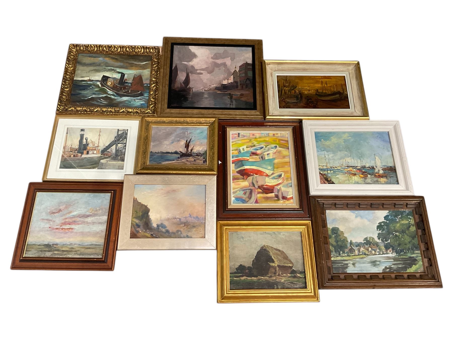 Collection of landscape oil paintings, artists including Byron Winston Warmby, Geoffrey Jenkinson, Valter Berzins, WL Crispe, Manner of Owen Bowen, and an Alan Yates watercolour (11)