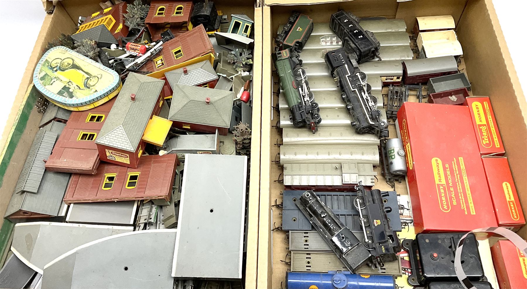 Tri-ang '00' gauge - Class 23 TC Pacific (Hiawatha) 4-6-2 locomotive and tender No.2335; Princess Class 4-6-2 locomotive and tender 'Princess Elizabeth' No.46201; Class 3F Jinty locomotive No.47606; Class 57XX 0-6-0 Pannier Tank locomotive No.8751, boxed; quantity of coaches and wagons; large quantity of track, trackside buildings and accessories.