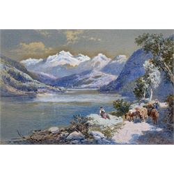 Charles Edmund Rowbotham (British 1856-1921): 'Lake Lungern - Switzerland', watercolour heightened in white signed 13cm x 19cm
Provenance: with Bonhams Chester