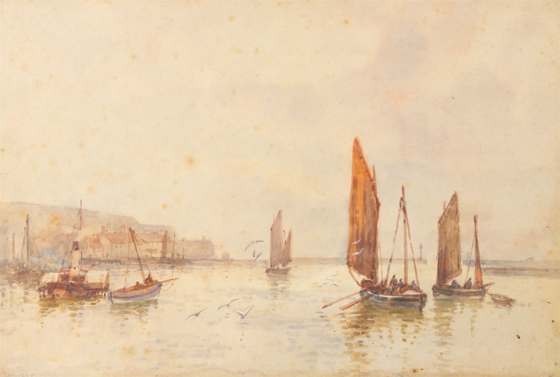 Frank Rousse (British fl.1897-1917): Whitby Outer Harbour, pair watercolours signed 36cm x 54cm (2)