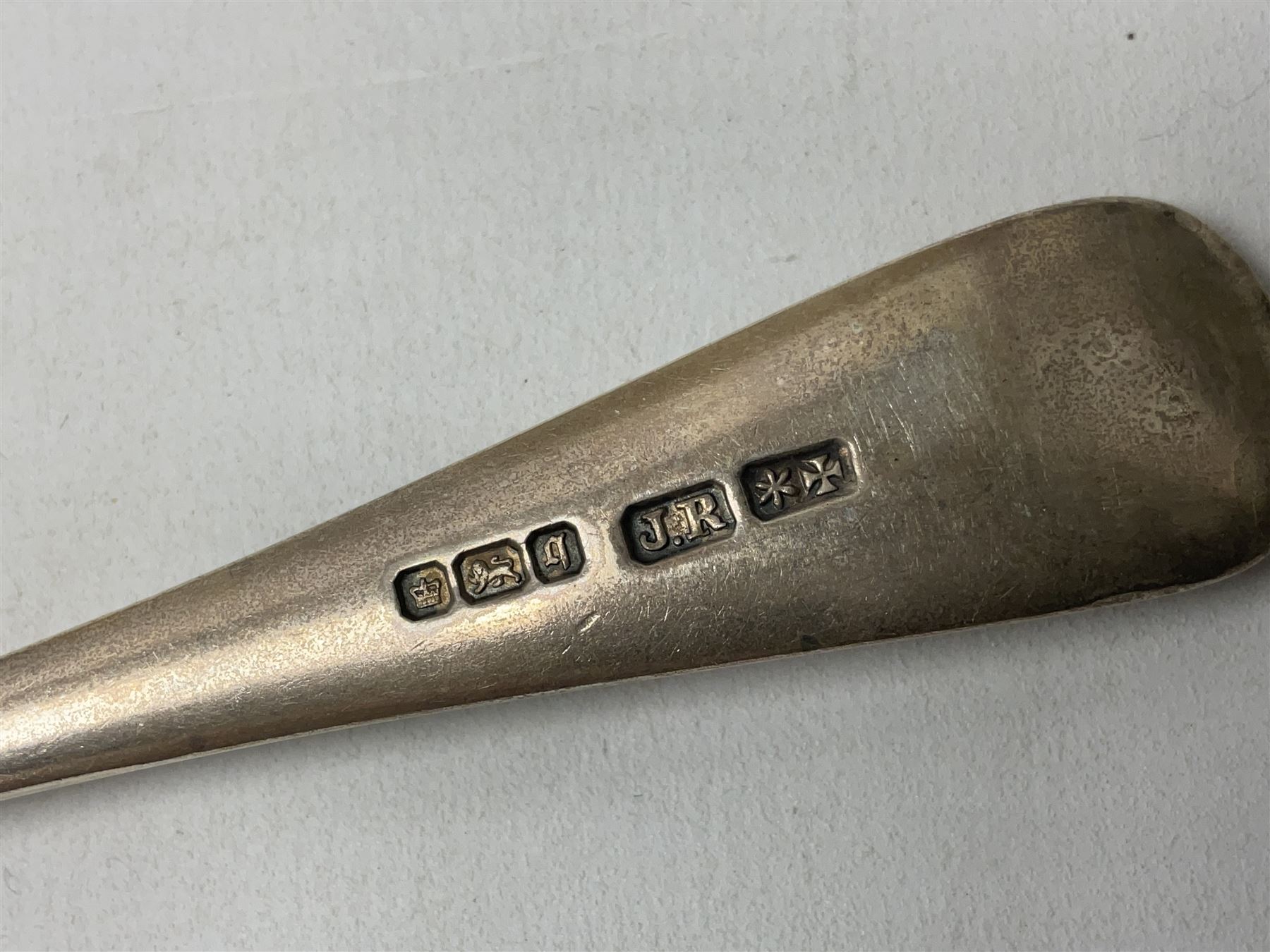 Edwardian silver dessert fork, and silver dessert spoon, hallmarked Sheffield 1905, and 1908, together with a mid 20th century coffee spoon, hallmarked Sheffield 1954, and a silver plated Kings pattern table spoon, approximate total silver weight 108 grams