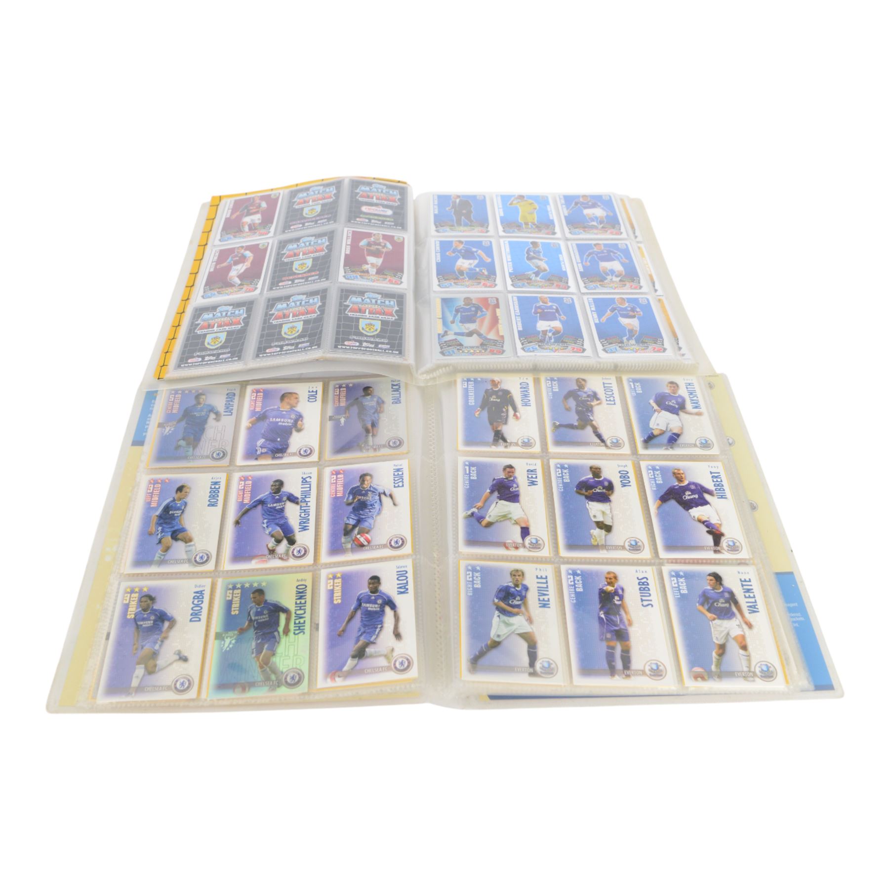 Large collection of Football trading cards, including full Manchester Untied Upper Deck set in official folder, large quantity of Topps Match Attax cards, including full sets, in official collectors binders, Panini Euro 2012 part set in folder, etc, all housed in folders