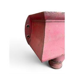 Edwardian heavy cast iron rainwater hopper, with water motif, painted in pale red finish