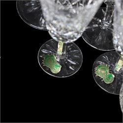 Waterford Lismore glassware for six covers, comprising hock glasses, wine glasses, tumblers and sherry glasses