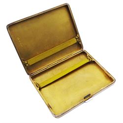 1920's silver cigarette case with engine turned horizontal striped decoration and vacant panel to top corner, hallmarked Adie Brothers Ltd, Birmingham 1929, H10.7cm, W8.2cm, approximate total weight 5.39 ozt (167.7 grams)